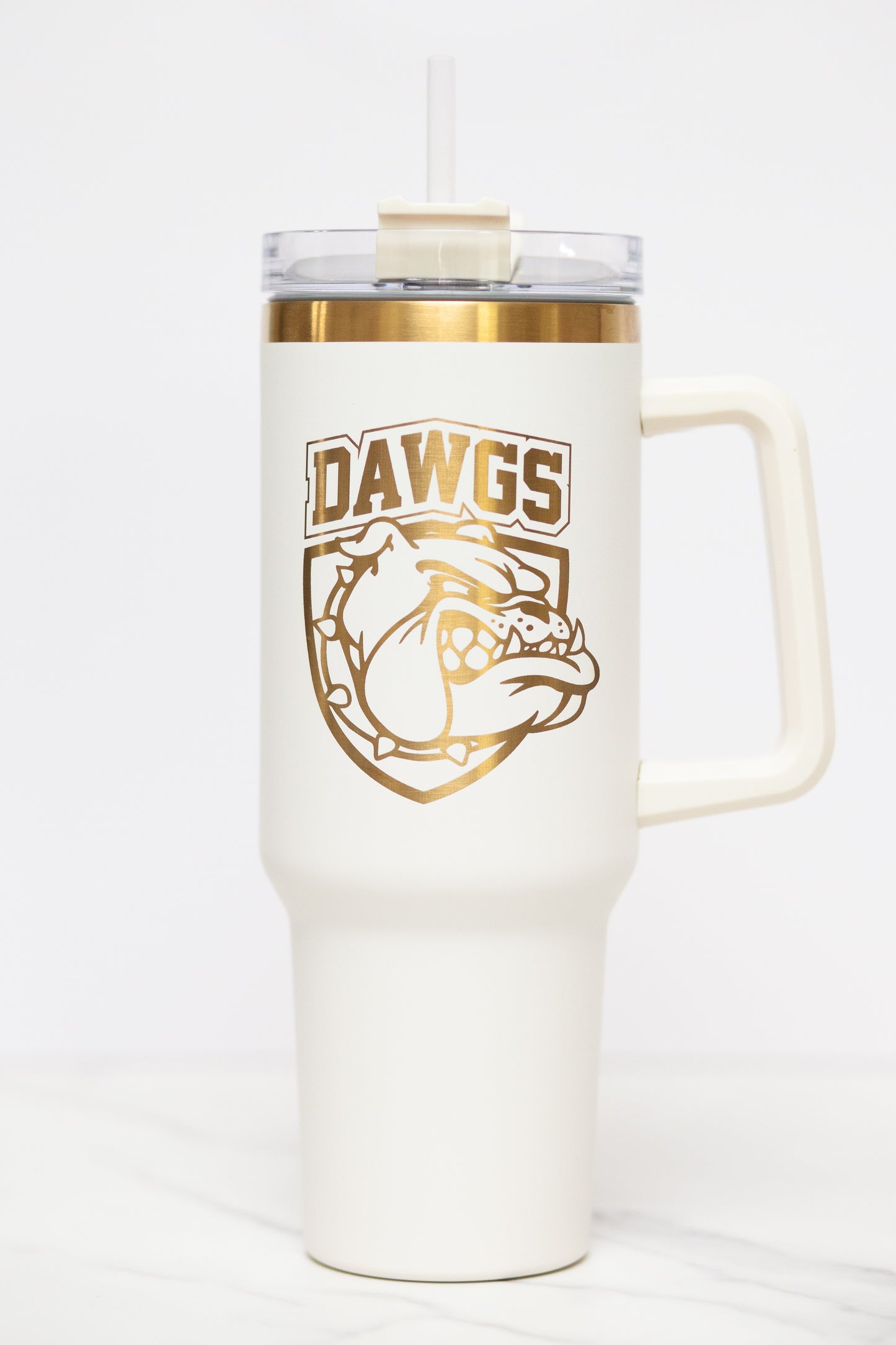 Stanley Style Bulldog Head "DAWGS" Engraved